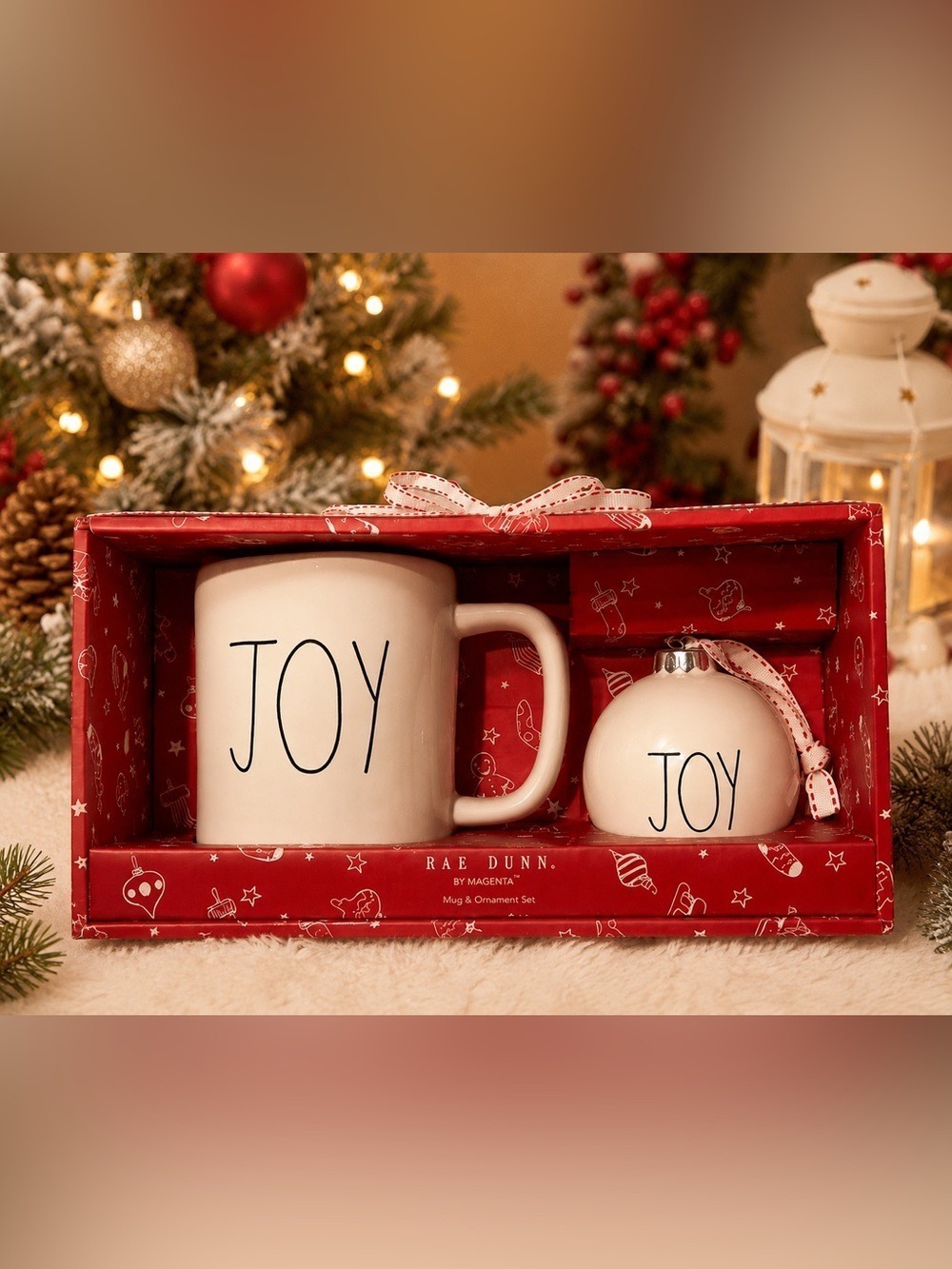 Rae Dunn JOY Mug & Ornament Gift Set Christmas Holiday Decor NIB